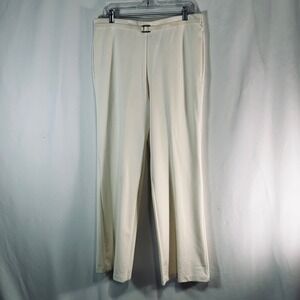 New York & Company Cream Stretch Trousers Straight Leg Dress Pants Womens Large